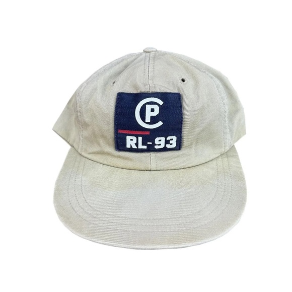 Vintage Polo Ralph Lauren RL-93 Tan / Navy Fitted Hat (Size L) - Picture 1 of 4